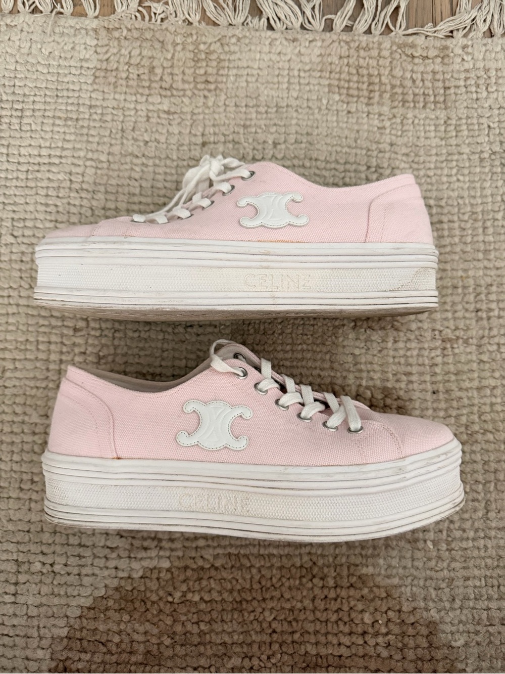 Celine Pink Platform Canvas Sneakers sz 8